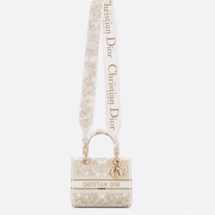Cheap Around World Lady Canvas Medium White Butterfly D-lite The Gold Bag Motif 0505 Hot Sale